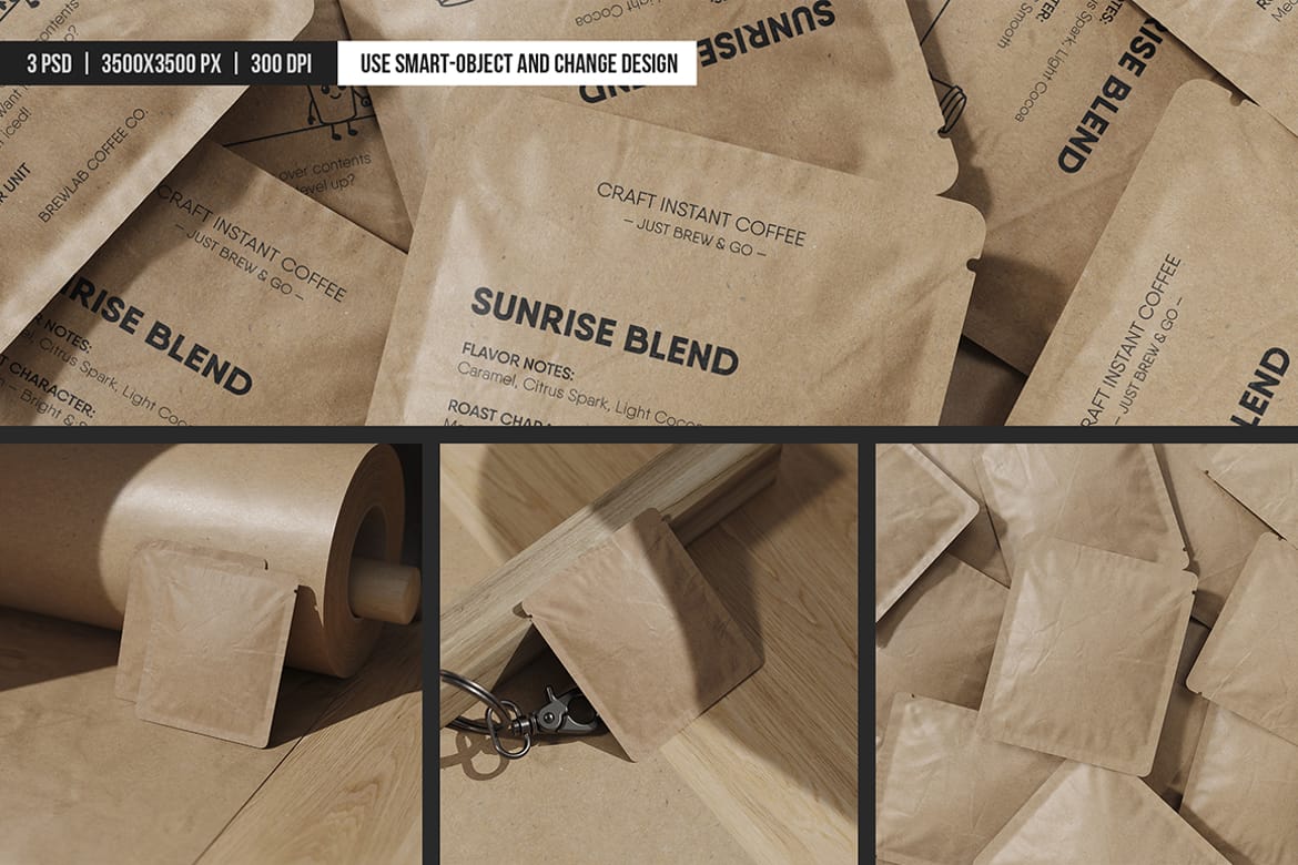Kraft Sachet Packaging Mockup
