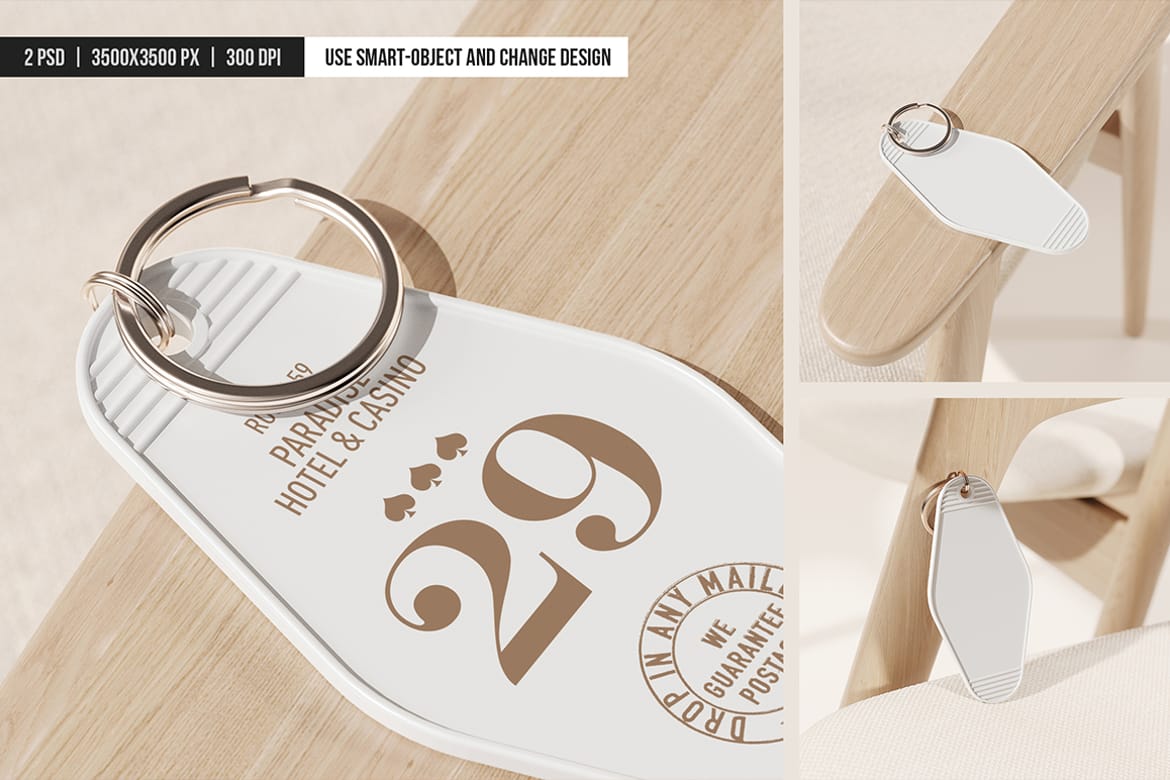 Retro Keychain Branding Mockup