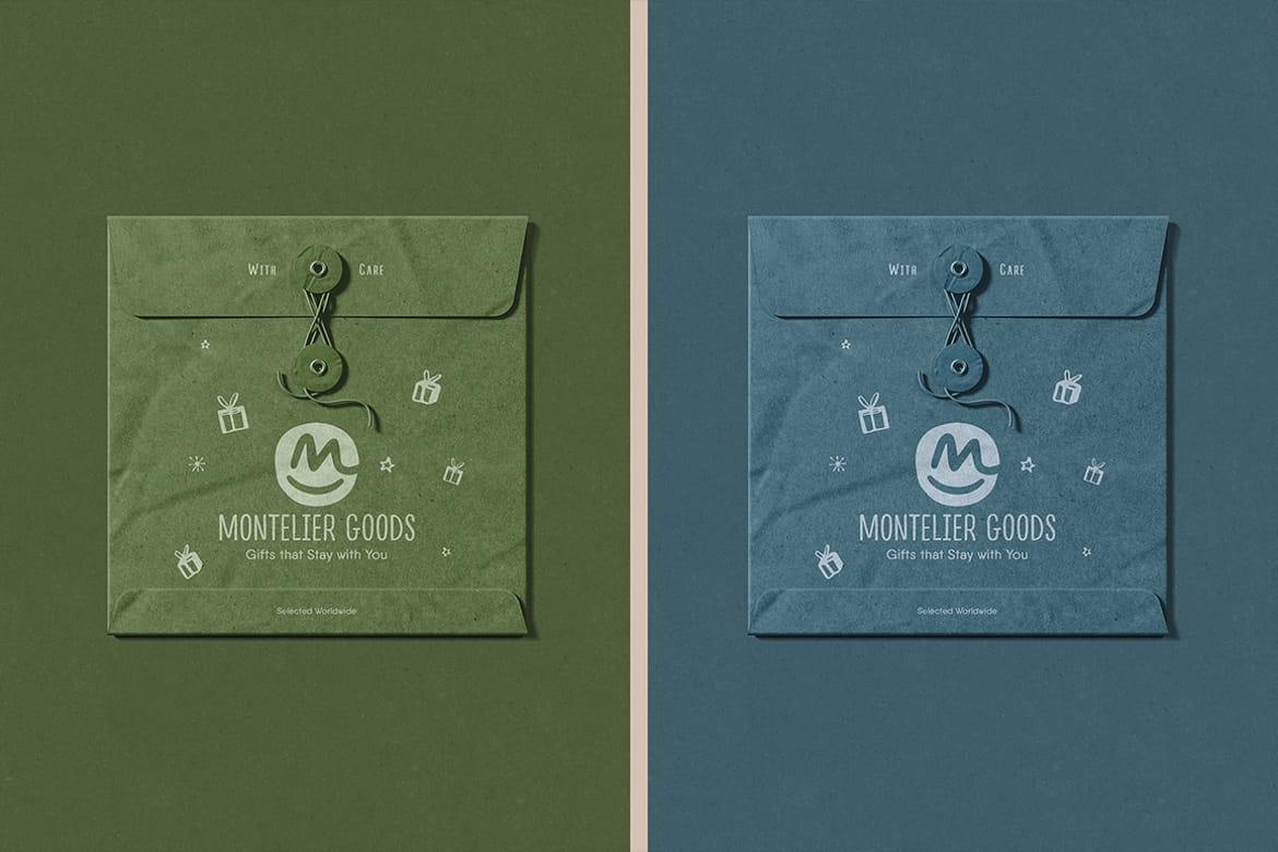 Square Kraft String-Tie Envelope Mockup