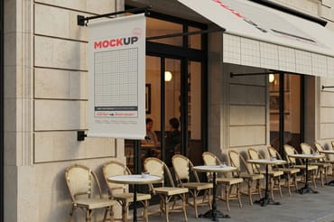 Bar Restaurant Entrance Sign and Awning Mockup
