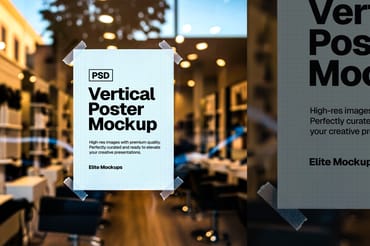 Vertical Poster on Glass Window Mockup