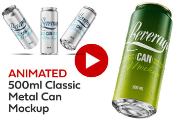 500ml Sleek Metal Can Mockup | ANIMATED