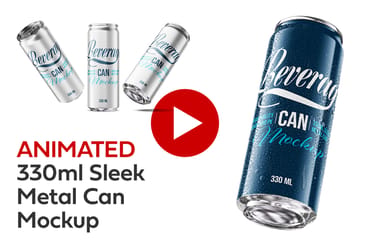 330ml Sleek Metal Can Mockup | ANIMATED