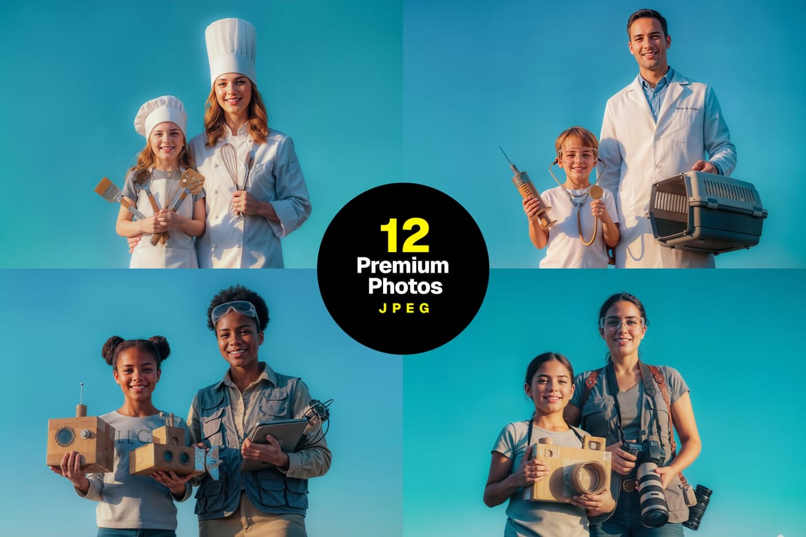 Kids Pretend Professions Photo Bundle (24 Photos)