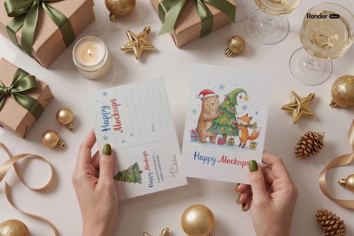 Christmas Card Mockup Set