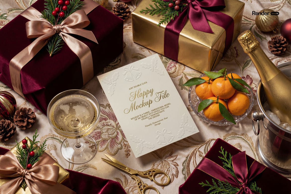 Christmas Card Mockup Set