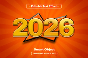 New Year 2026 3D Editable Text Effect