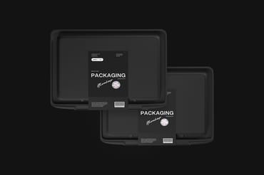 Black Food Container Packaging Mockup