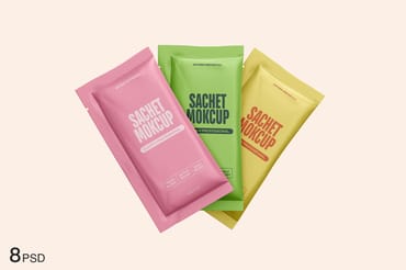 Sachet with Box Mockup
