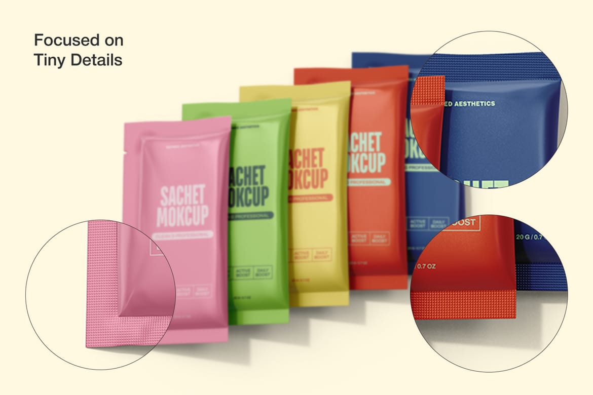 Sachet with Box Mockup