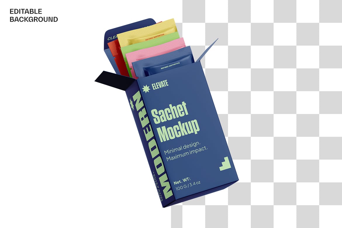 Sachet with Box Mockup