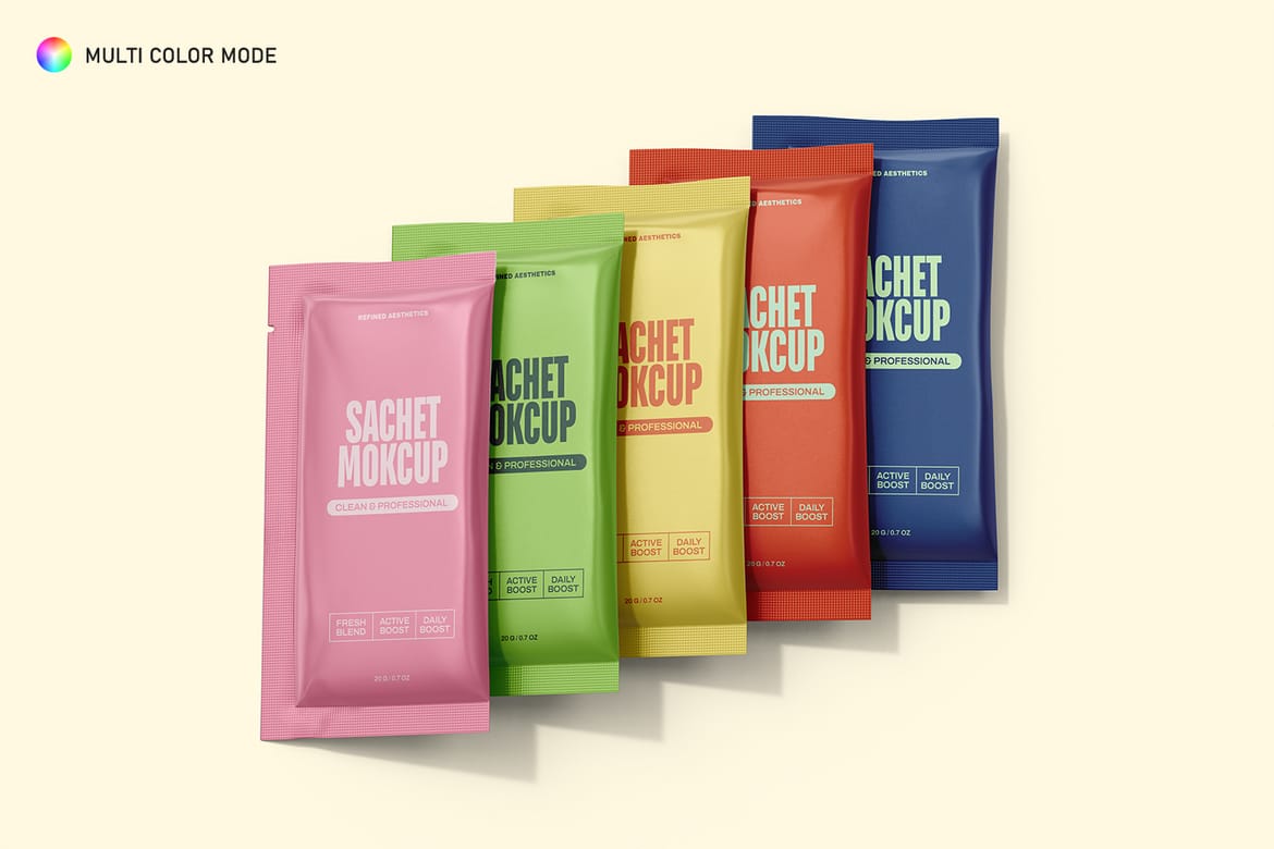 Sachet with Box Mockup