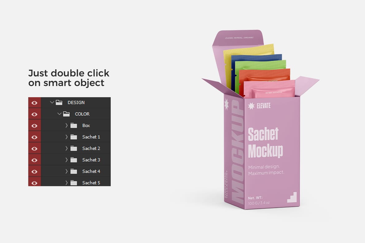 Sachet with Box Mockup
