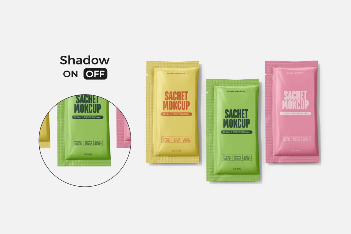 Sachet with Box Mockup