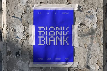 Taped Grungy Wall Poster Mockup