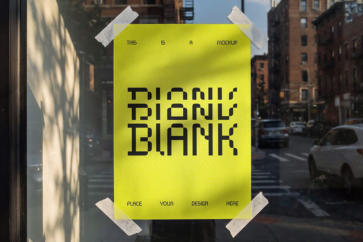 Urban Taped Window Poster Mockup