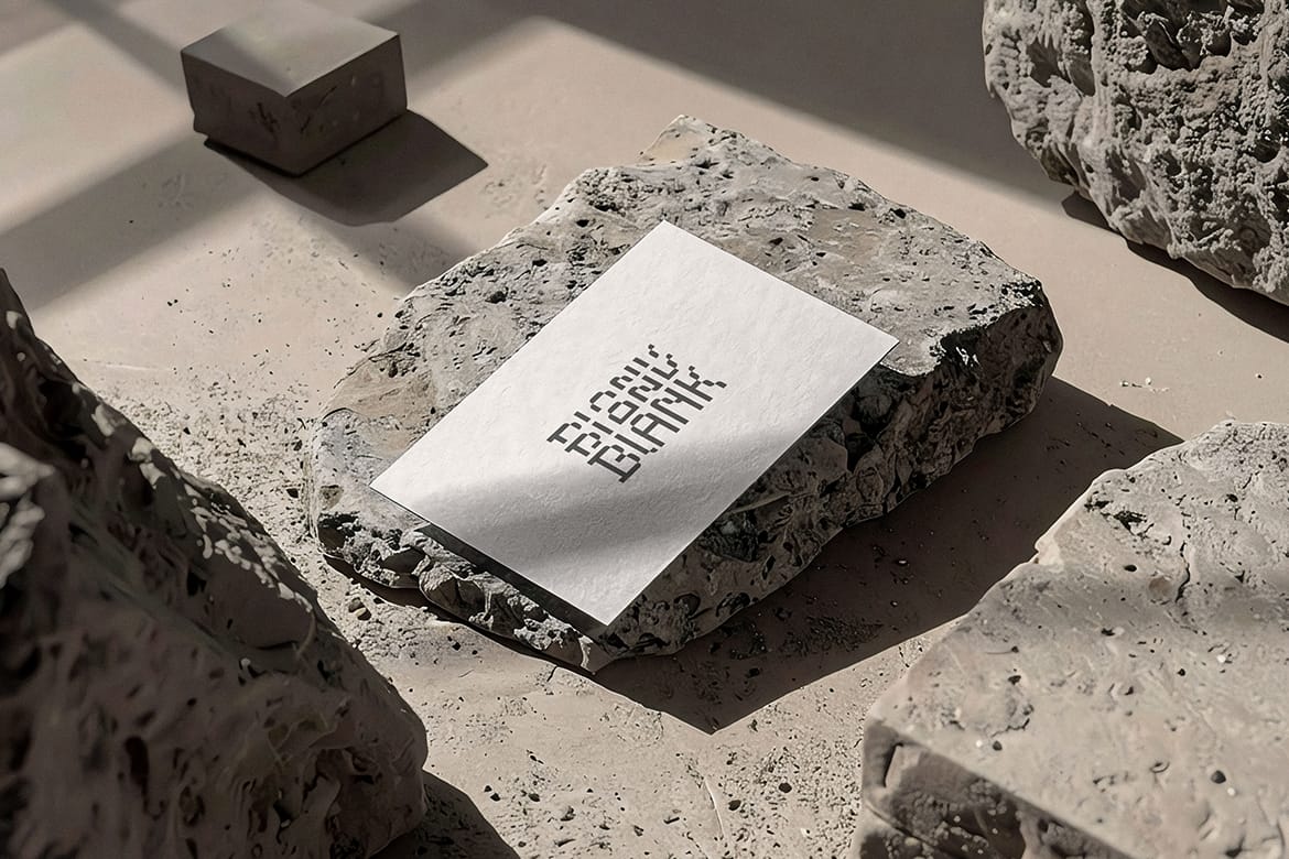 Dramatic Stone Card Display Mockup