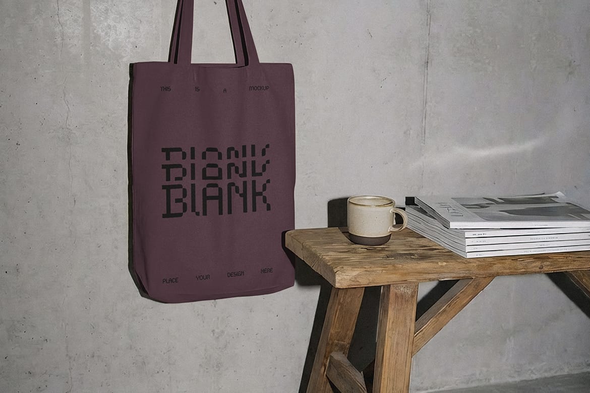 Hanging Canvas Tote Bag Mockup