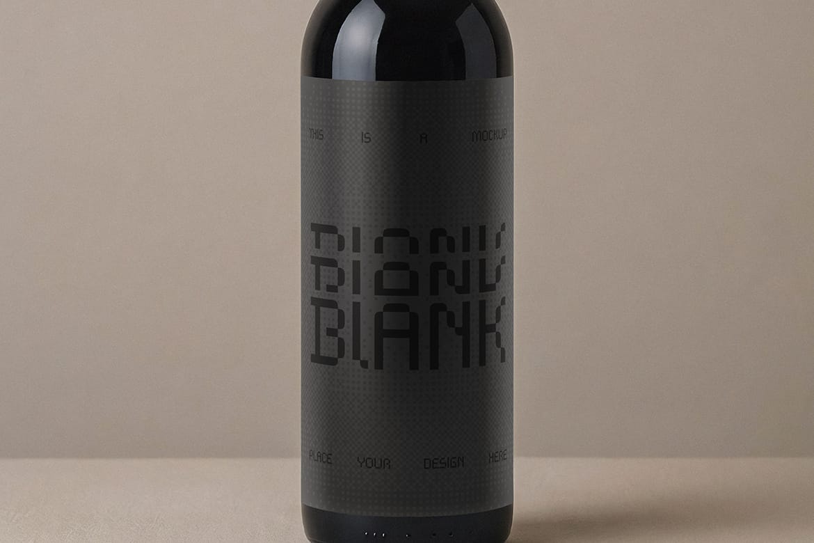 Minimalist Dark Wine Bottle Mockup