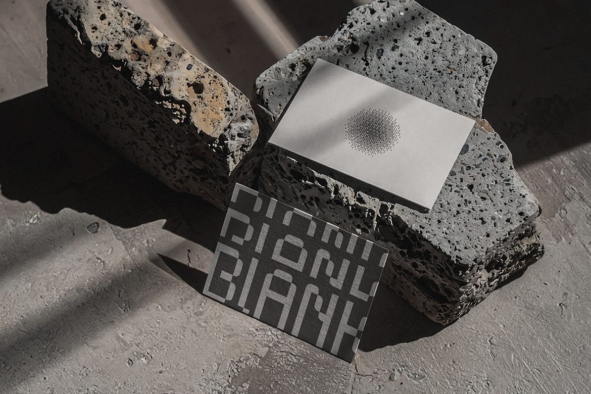Rustic Double Card on Textured Stone Mockup