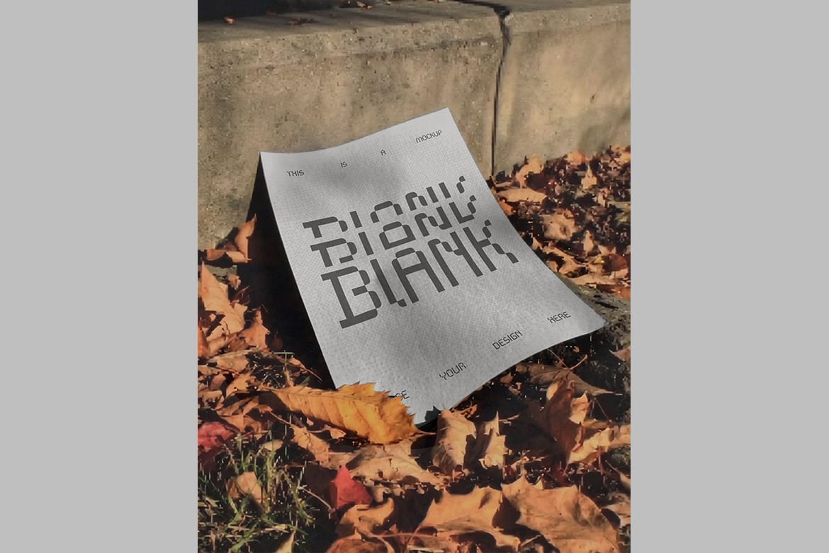 Curved Fall Flyer Mockup on Grass