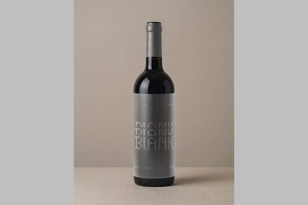 Minimalist Dark Wine Bottle Mockup