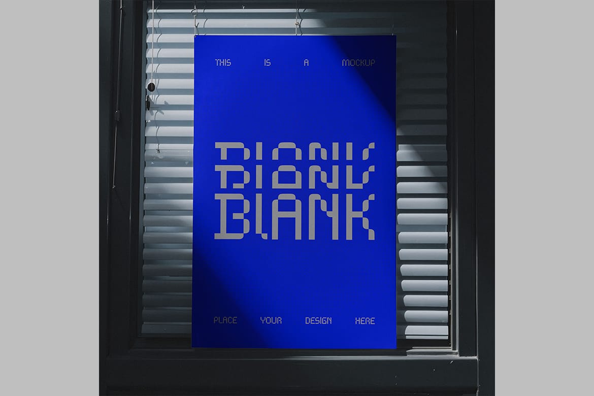Shadowy Blinded Window Poster Mockup