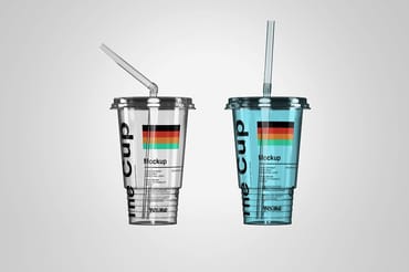 Transparent Plastic Drink Cup Mockup