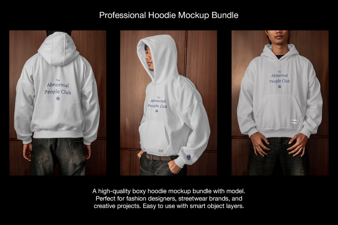 Boxy Hoodie Mockup Bundle (With Model)