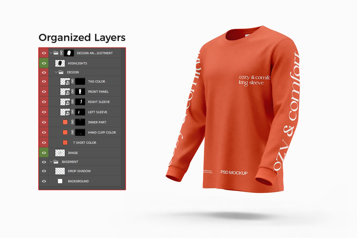 High Quality Long Sleeve T-Shirt Mockup