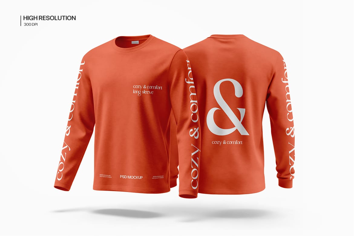High Quality Long Sleeve T-Shirt Mockup