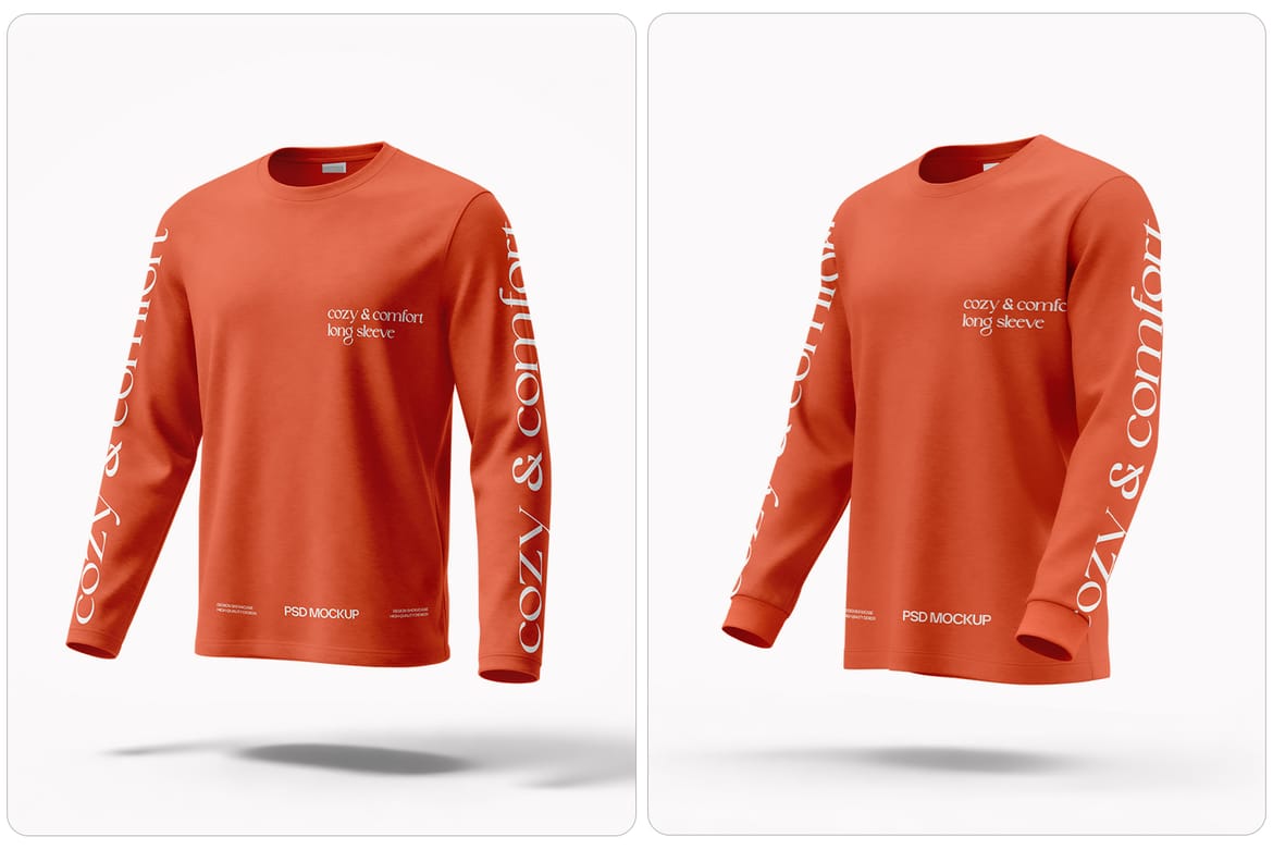 High Quality Long Sleeve T-Shirt Mockup