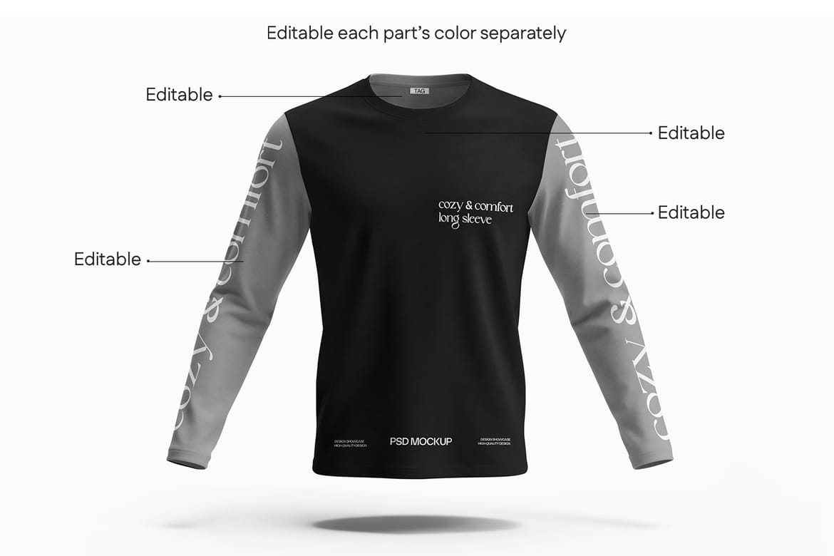 High Quality Long Sleeve T-Shirt Mockup