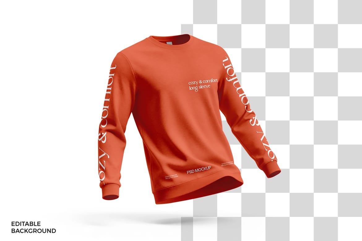 High Quality Long Sleeve T-Shirt Mockup