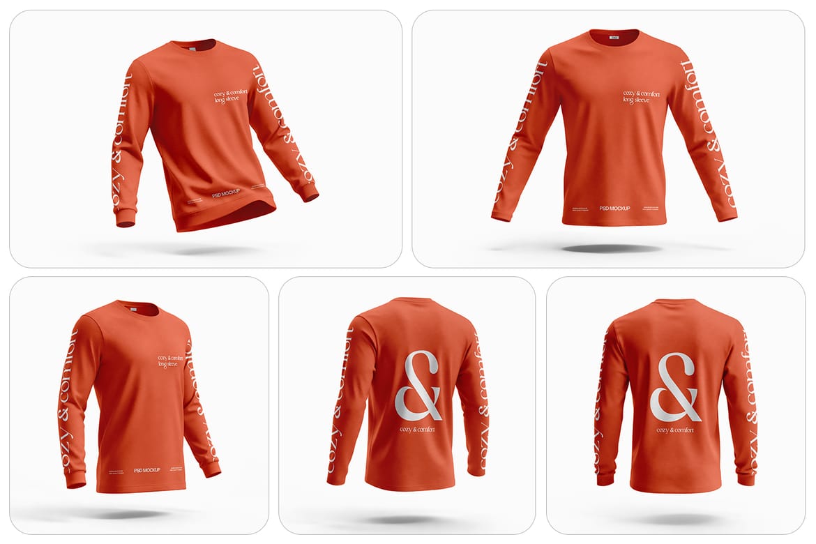 High Quality Long Sleeve T-Shirt Mockup