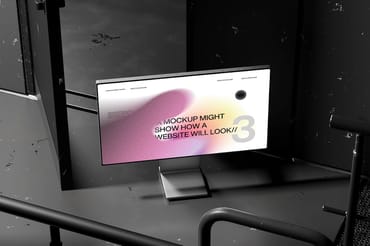 Dark Industrial Desktop Monitor Mockup