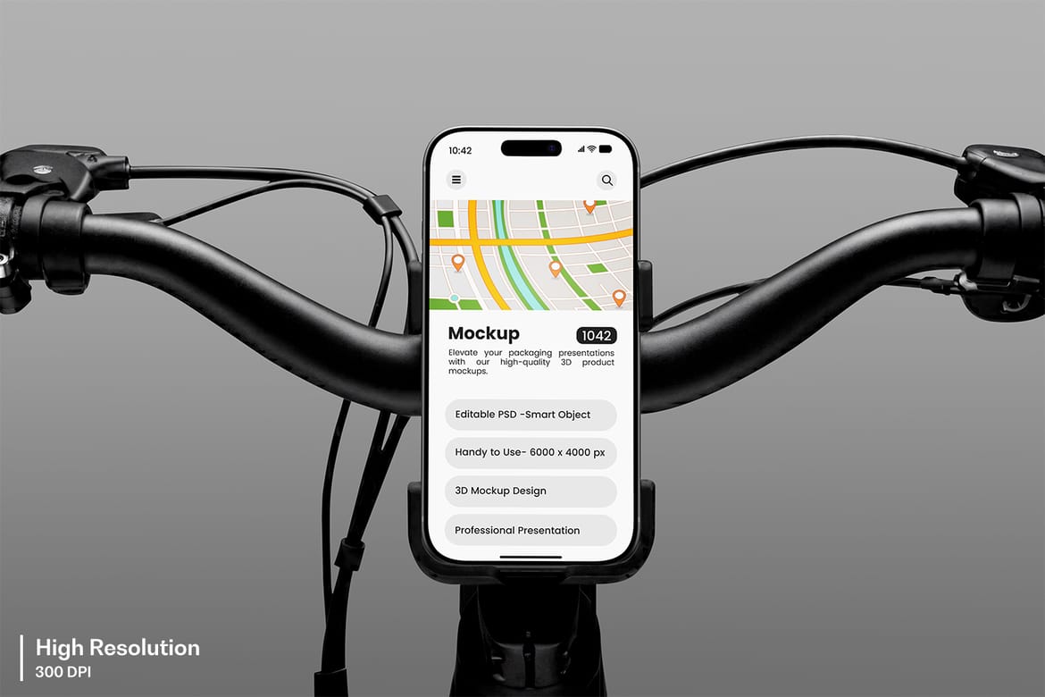 iPhone App Branding Mockup on Bicycle