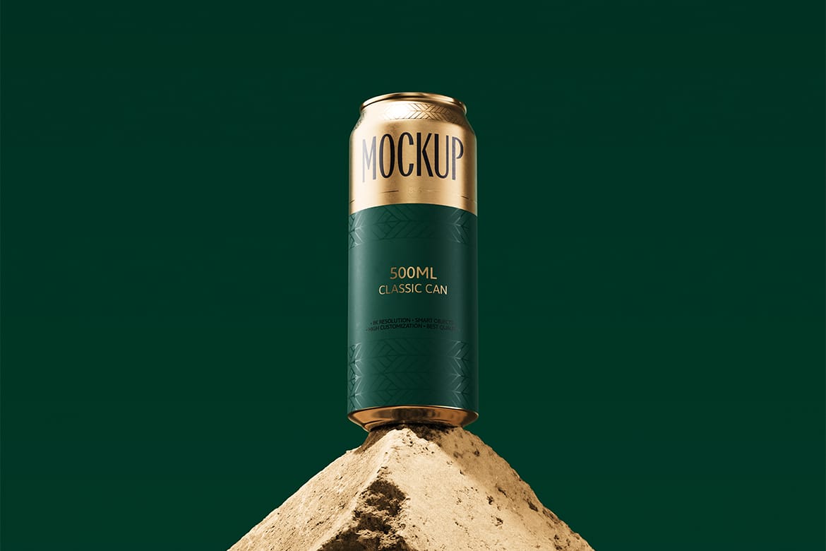 500ml Can Mockup | Brick Scene 001