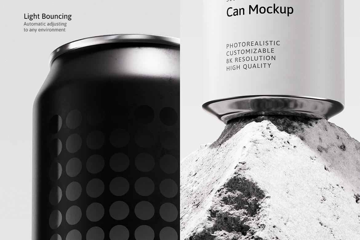 500ml Can Mockup | Brick Scene 001