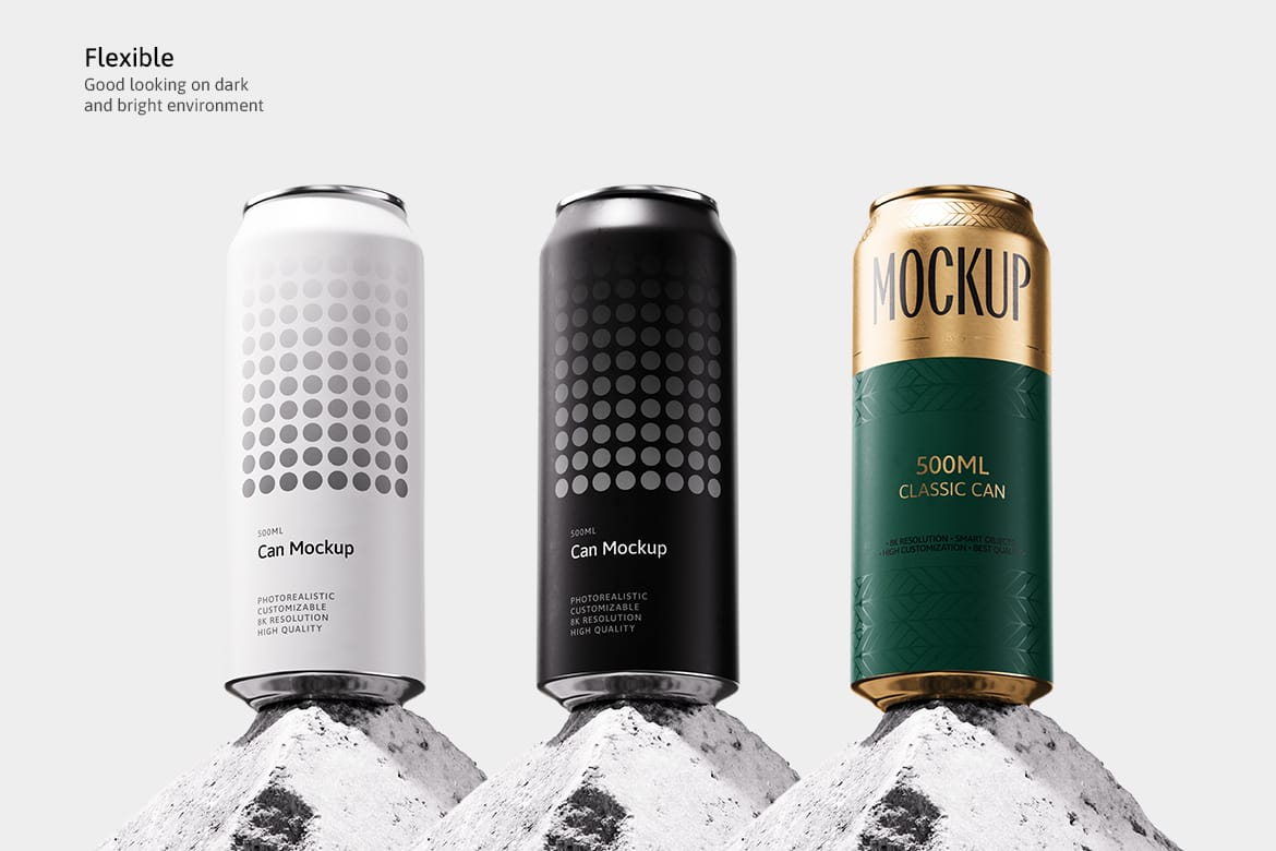 500ml Can Mockup | Brick Scene 001