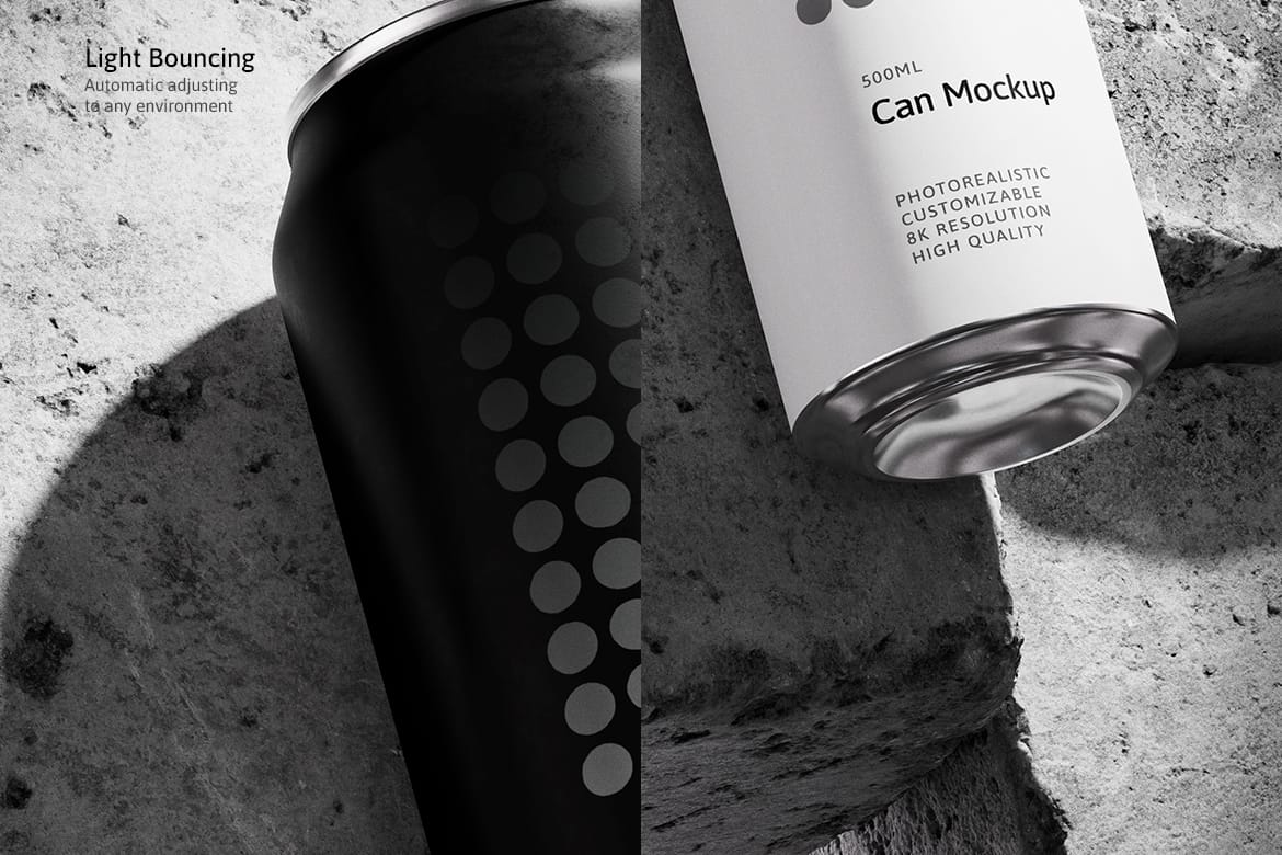 500ml Can Mockup | Brick Scene 002