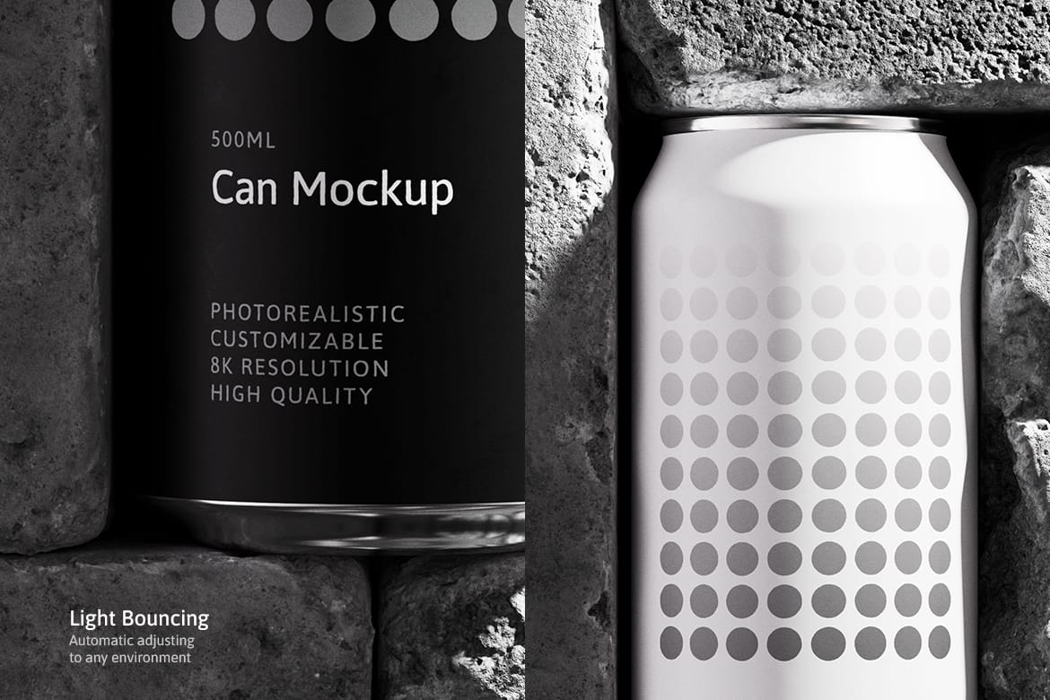 500ml Can Mockup | Brick Scene 003
