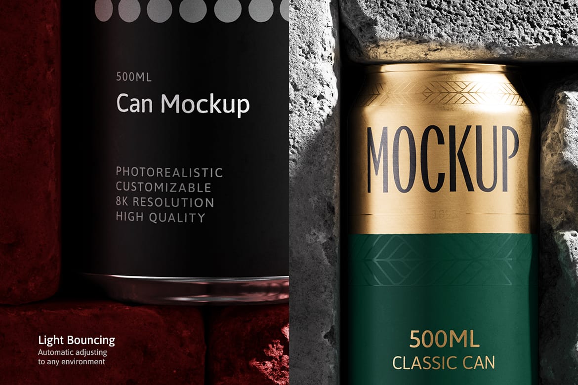 500ml Can Mockup | Brick Scene 003