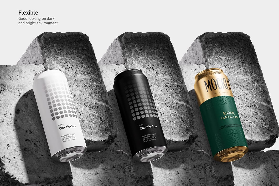 500ml Can Mockup | Brick Scene 002