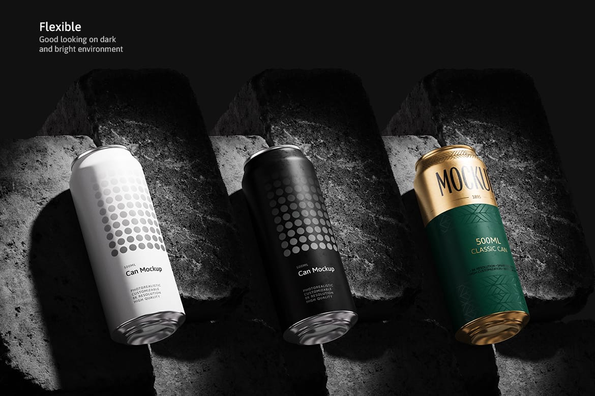 500ml Can Mockup | Brick Scene 002
