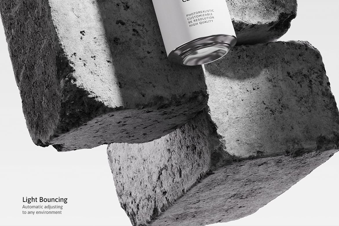 500ml Can Mockup | Brick Scene 002