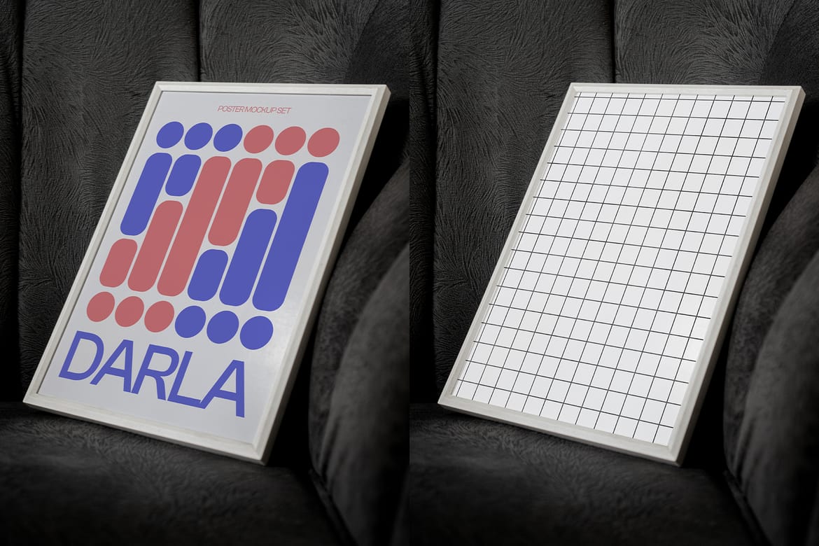 Darla - A4 Poster Frame Mockup ( On Sofa )