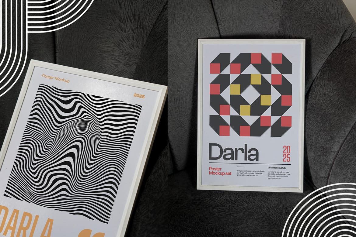 Darla - A4 Poster Frame Mockup ( On Sofa )