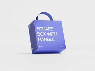 Free Square Box with Handle Mockup