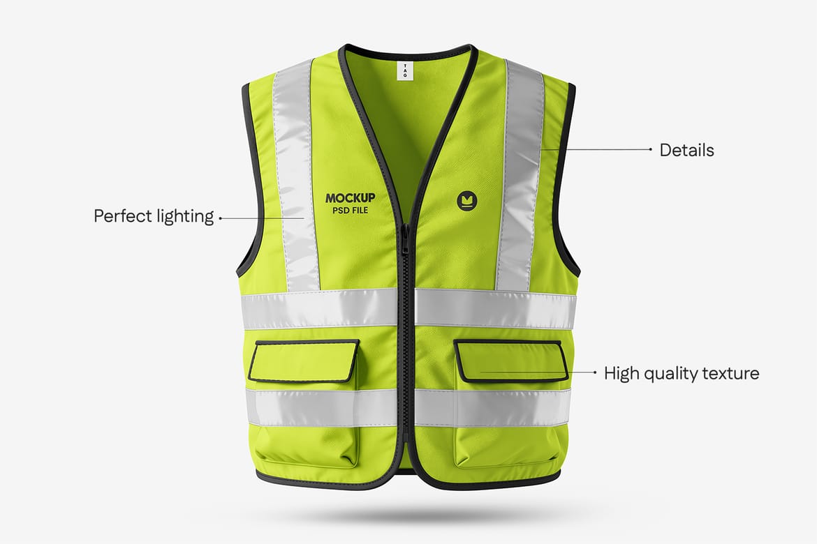 High Quality Construction Vest Mockup
